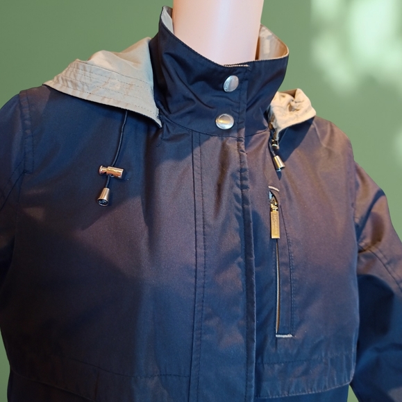 Liz Claiborne Midweight Anorak Black Water Resistant Outerwear Hooded Jacket - Picture 3 of 16